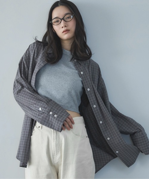 feepur（フェピュール）の「ミニチェックオーバーシャツ（シャツ/ブラウス・レディース・グレー/アイボリー・MEDIUM）」の12枚目の写真