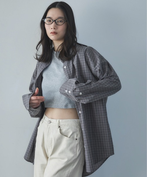 feepur（フェピュール）の「ミニチェックオーバーシャツ（シャツ/ブラウス・レディース・グレー/アイボリー・MEDIUM）」の13枚目の写真
