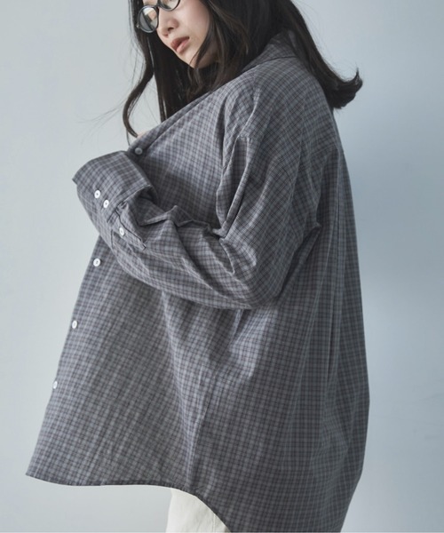 feepur（フェピュール）の「ミニチェックオーバーシャツ（シャツ/ブラウス・レディース・グレー/アイボリー・MEDIUM）」の10枚目の写真