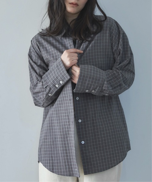 feepur（フェピュール）の「ミニチェックオーバーシャツ（シャツ/ブラウス・レディース・グレー/アイボリー・MEDIUM）」の9枚目の写真