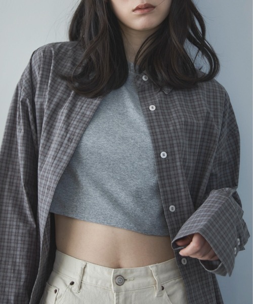feepur（フェピュール）の「ミニチェックオーバーシャツ（シャツ/ブラウス・レディース・グレー/アイボリー・MEDIUM）」の8枚目の写真