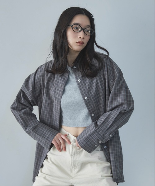 feepur（フェピュール）の「ミニチェックオーバーシャツ（シャツ/ブラウス・レディース・グレー/アイボリー・MEDIUM）」の14枚目の写真