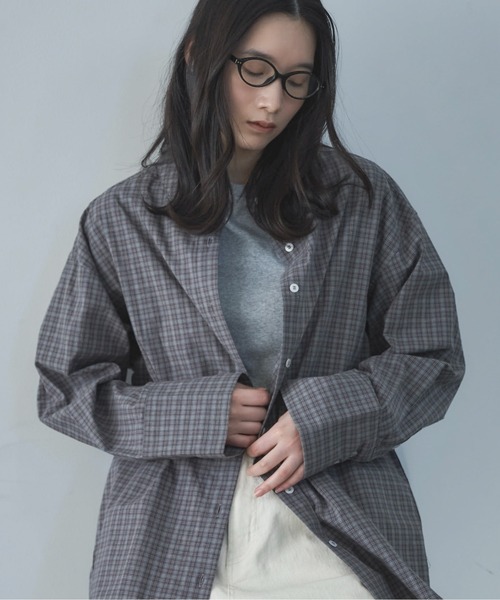feepur（フェピュール）の「ミニチェックオーバーシャツ（シャツ/ブラウス・レディース・グレー/アイボリー・MEDIUM）」の15枚目の写真