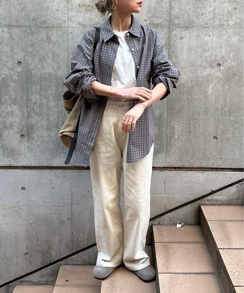 feepur（フェピュール）の「ミニチェックオーバーシャツ（シャツ/ブラウス・レディース・グレー/アイボリー・MEDIUM）」の18枚目の写真