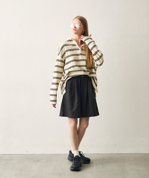 uchi.（ウチ）の「編み込み細ベルト付きキュロットパンツ（その他パンツ・レディース・ライトグレー/ブラック・FREE）」の13枚目の写真