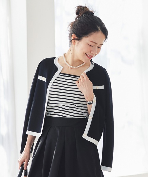 &BLOOM(アンドブルーム)の「UVカット スクエアネック トップス バストパッド付 &BLOOM(アンドブルーム)(Tシャツ/カットソー・レディース・ブラック×ホワイト/ホワイト/ブラック・フリー)」の22枚目の写真