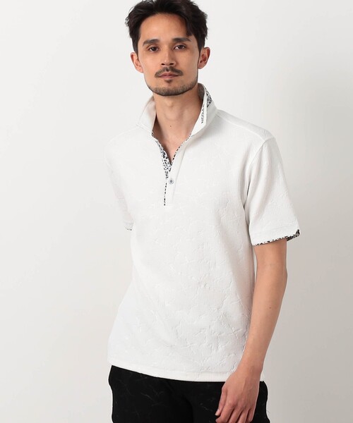 NICOLE CLUB FOR MEN(ニコルクラブフォーメン)の「【NICOLE SPORTS】エンボス柄スキッパーポロシャツ(ポロシャツ・メンズ・ブラック/ホワイト/その他2/その他3・L/M/XXL/XL)」の3枚目の写真