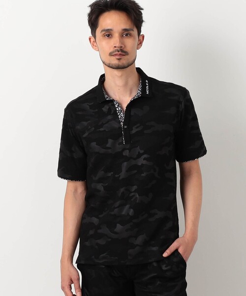 NICOLE CLUB FOR MEN(ニコルクラブフォーメン)の「【NICOLE SPORTS】エンボス柄スキッパーポロシャツ(ポロシャツ・メンズ・ブラック/ホワイト/その他2/その他3・L/M/XXL/XL)」の2枚目の写真