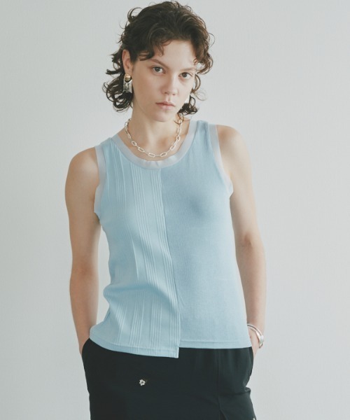 Muel Chic(ミュエルシック)の「Ease tank top イーズタンクトップ(タンクトップ・レディース・ブラック/スカイブルー/ピンク/ホワイト・FREE)」の3枚目の写真