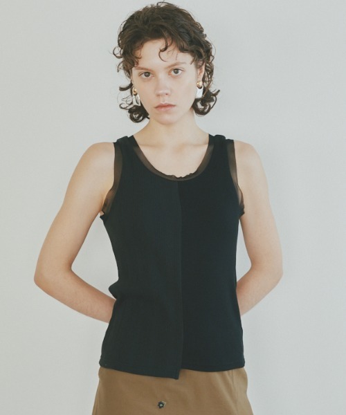 Muel Chic(ミュエルシック)の「Ease tank top イーズタンクトップ(タンクトップ・レディース・ブラック/スカイブルー/ピンク/ホワイト・FREE)」の1枚目の写真