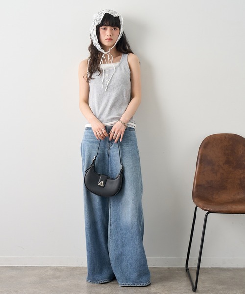 NOGLE(ノグル)の「【NOGLE/ノグル】レースレイヤードタンクトップ/カップ付き(タンクトップ・レディース・ブラック/杢グレー/ネイビー・FREE)」の7枚目の写真