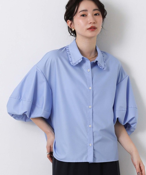 margaux（マルゴー）の「フリル襟バルーンスリーブブラウス（シャツ/ブラウス・レディース・オフホワイト/サックスブルー・FREE）」の2枚目の写真