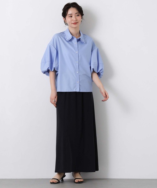 margaux（マルゴー）の「フリル襟バルーンスリーブブラウス（シャツ/ブラウス・レディース・オフホワイト/サックスブルー・FREE）」の12枚目の写真