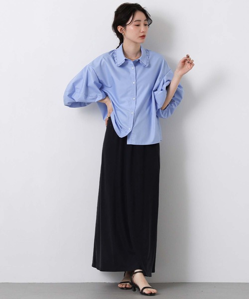 margaux（マルゴー）の「フリル襟バルーンスリーブブラウス（シャツ/ブラウス・レディース・オフホワイト/サックスブルー・FREE）」の15枚目の写真