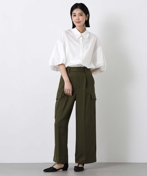 margaux（マルゴー）の「フリル襟バルーンスリーブブラウス（シャツ/ブラウス・レディース・オフホワイト/サックスブルー・FREE）」の3枚目の写真
