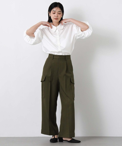 margaux（マルゴー）の「フリル襟バルーンスリーブブラウス（シャツ/ブラウス・レディース・オフホワイト/サックスブルー・FREE）」の6枚目の写真