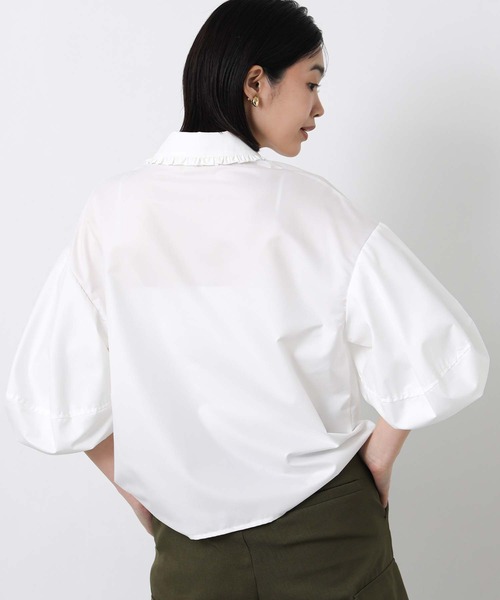 margaux（マルゴー）の「フリル襟バルーンスリーブブラウス（シャツ/ブラウス・レディース・オフホワイト/サックスブルー・FREE）」の9枚目の写真