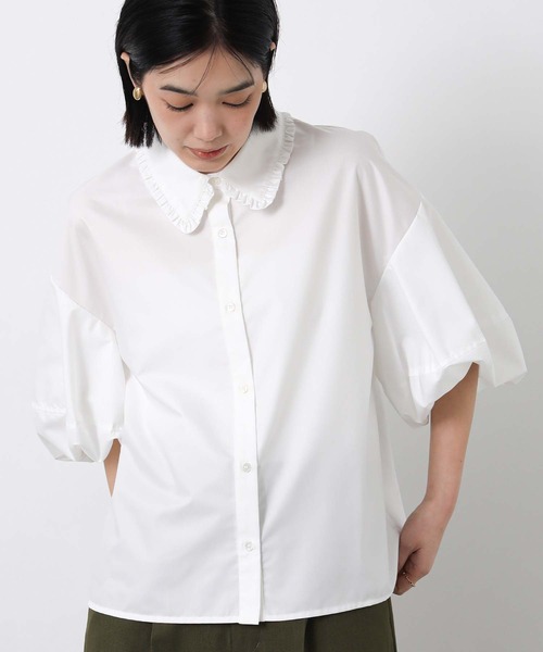 margaux（マルゴー）の「フリル襟バルーンスリーブブラウス（シャツ/ブラウス・レディース・オフホワイト/サックスブルー・FREE）」の10枚目の写真
