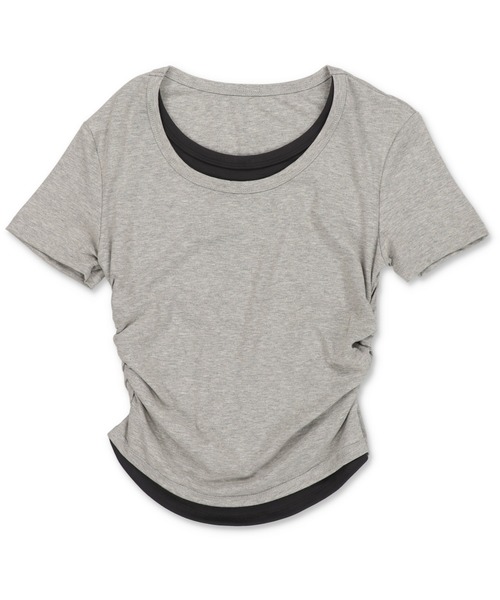 SPINNS（スピンズ）の「重ね着要らず これだけ1枚。配色レイヤード半袖コンパクトT（Tシャツ/カットソー・レディース・チャコール/ネイビー/ブラック/グレー/オフホワイト・ONESIZE）」の18枚目の写真