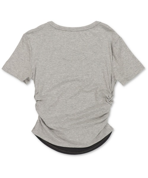 SPINNS（スピンズ）の「重ね着要らず これだけ1枚。配色レイヤード半袖コンパクトT（Tシャツ/カットソー・レディース・チャコール/ネイビー/ブラック/グレー/オフホワイト・ONESIZE）」の17枚目の写真