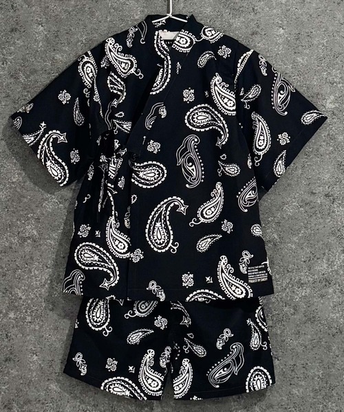 SHISKY（シスキー）の「キッズ 甚平 ICEFABRIC 綿タッチ（935-00）（浴衣・キッズ・エメラルド/ブラック/チャコールグレー/グレー/ダークパープル/ダークネイビー/グレー系その他2/ブラック系その他/ベージュ系その他/ネイビー/ブラック系その他2/グレー系その他・120cm/110cm/160cm/150cm/140cm/130cm）」の3枚目の写真