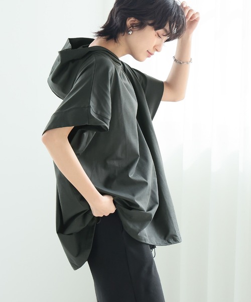 itto...（イット）の「【素早く乾いてさらっと快適！UVカット(UPF50+)＆速乾&接触冷感＆洗濯OK】DRYタッチゆったり半袖パーカー（Tシャツ/カットソー・レディース・サンドベージュ/チャコール/オフホワイト/ブラック・FREE）」の20枚目の写真