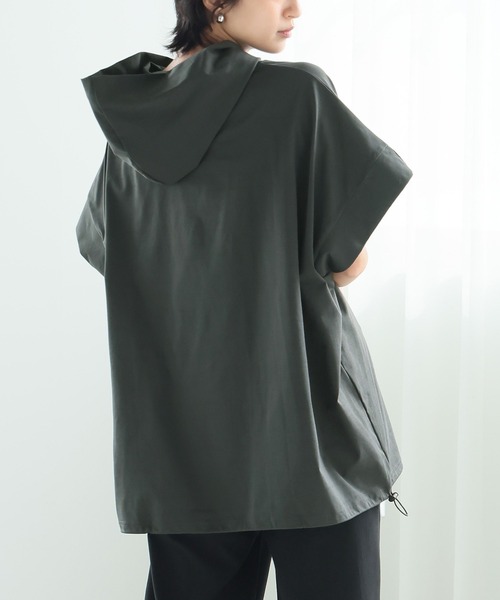itto...（イット）の「【素早く乾いてさらっと快適！UVカット(UPF50+)＆速乾&接触冷感＆洗濯OK】DRYタッチゆったり半袖パーカー（Tシャツ/カットソー・レディース・サンドベージュ/チャコール/オフホワイト/ブラック・FREE）」の22枚目の写真