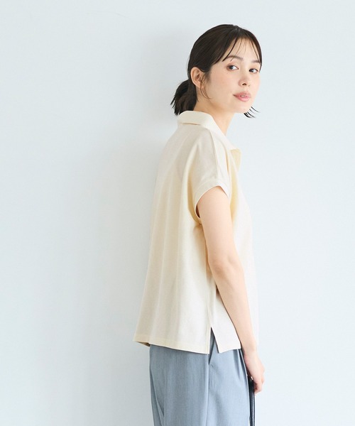 coca(coca)(コカ)の「フレンチスリーブポロシャツ(ポロシャツ・レディース・ネイビー/アイボリー・L/M/S)」の4枚目の写真
