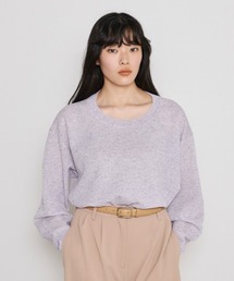 麻混シアークルーネックニット