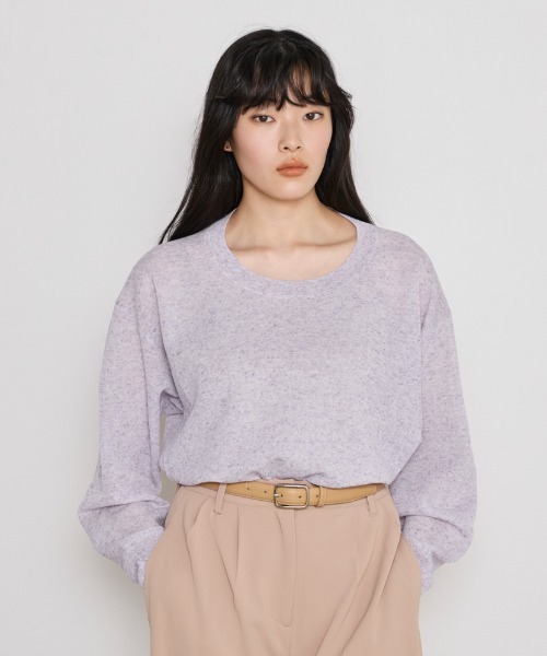 COMMON+HAUS(コモンハウス)の「麻混シアークルーネックニット(ニット/セーター・レディース・イエロー/ライラック/トップグレー・FREE)」の3枚目の写真