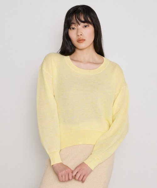 COMMON+HAUS(コモンハウス)の「麻混シアークルーネックニット(ニット/セーター・レディース・イエロー/ライラック/トップグレー・FREE)」の1枚目の写真