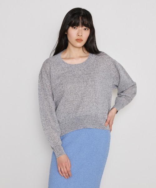 COMMON+HAUS(コモンハウス)の「麻混シアークルーネックニット(ニット/セーター・レディース・イエロー/ライラック/トップグレー・FREE)」の2枚目の写真