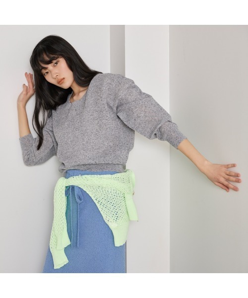 COMMON+HAUS(コモンハウス)の「麻混シアークルーネックニット(ニット/セーター・レディース・イエロー/ライラック/トップグレー・FREE)」の5枚目の写真