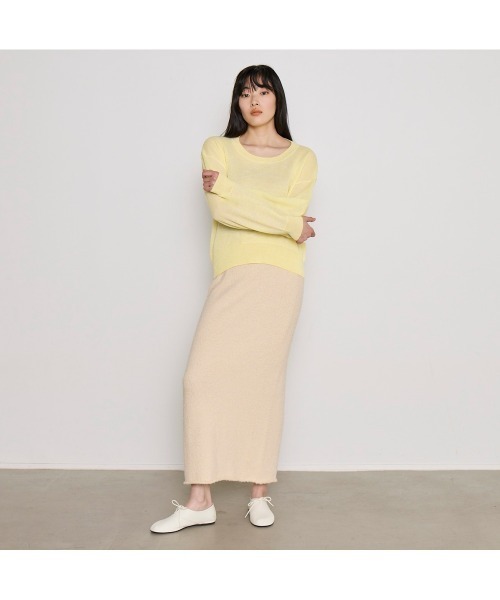 COMMON+HAUS(コモンハウス)の「麻混シアークルーネックニット(ニット/セーター・レディース・イエロー/ライラック/トップグレー・FREE)」の7枚目の写真