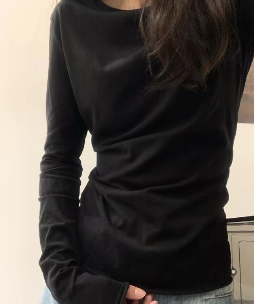 CELENA BEATS(セレナビーツ)の「シアー フィット ロング スリーブ ロングTシャツ(Tシャツ/カットソー・レディース・パープル/ホワイト/ブラック/グレー/ブルー・FREE)」の8枚目の写真
