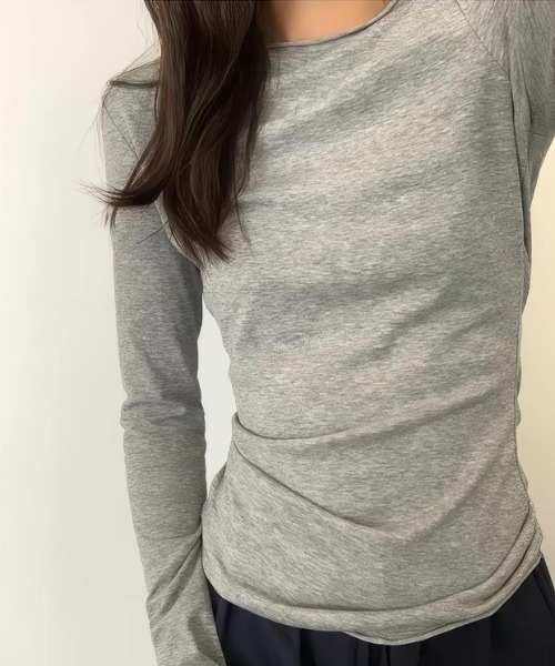 CELENA BEATS(セレナビーツ)の「シアー フィット ロング スリーブ ロングTシャツ(Tシャツ/カットソー・レディース・パープル/ホワイト/ブラック/グレー/ブルー・FREE)」の10枚目の写真