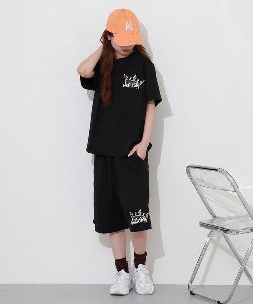 Jungle Storm(ジャングルストーム)の「JUNGLE STORM CROWNワッペン半袖Tシャツ/CROWNワッペンショーツ 2点セット セットアップ(Tシャツ/カットソー・メンズ・アイボリー/ブラック/ピンク・L/M)」の10枚目の写真