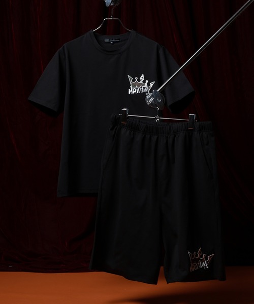 Jungle Storm(ジャングルストーム)の「JUNGLE STORM CROWNワッペン半袖Tシャツ/CROWNワッペンショーツ 2点セット セットアップ(Tシャツ/カットソー・メンズ・アイボリー/ブラック/ピンク・L/M)」の15枚目の写真