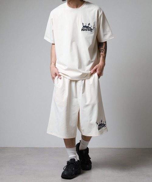 Jungle Storm(ジャングルストーム)の「JUNGLE STORM CROWNワッペン半袖Tシャツ/CROWNワッペンショーツ 2点セット セットアップ(Tシャツ/カットソー・メンズ・アイボリー/ブラック/ピンク・L/M)」の5枚目の写真