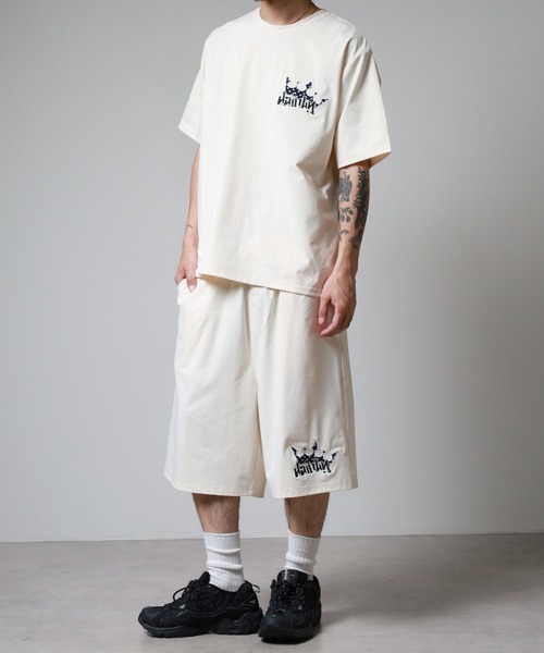 Jungle Storm(ジャングルストーム)の「JUNGLE STORM CROWNワッペン半袖Tシャツ/CROWNワッペンショーツ 2点セット セットアップ(Tシャツ/カットソー・メンズ・アイボリー/ブラック/ピンク・L/M)」の6枚目の写真