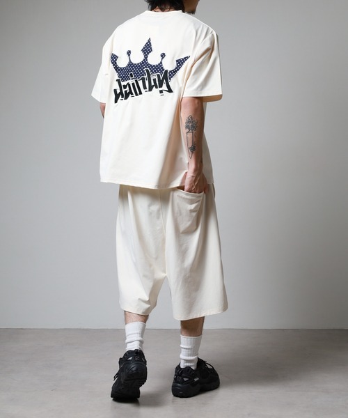 Jungle Storm(ジャングルストーム)の「JUNGLE STORM CROWNワッペン半袖Tシャツ/CROWNワッペンショーツ 2点セット セットアップ(Tシャツ/カットソー・メンズ・アイボリー/ブラック/ピンク・L/M)」の7枚目の写真