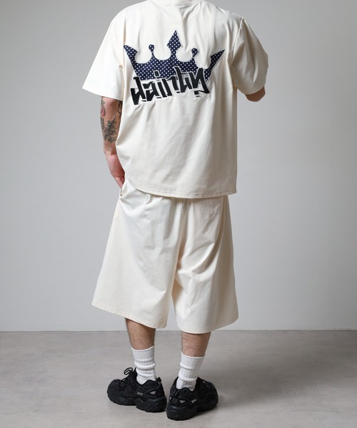 Jungle Storm(ジャングルストーム)の「JUNGLE STORM CROWNワッペン半袖Tシャツ/CROWNワッペンショーツ 2点セット セットアップ(Tシャツ/カットソー・メンズ・アイボリー/ブラック/ピンク・L/M)」の8枚目の写真