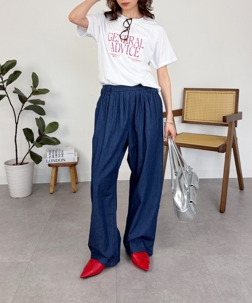 RCD(アールシーディー)の「エアリーデニムタックカーブパンツ(デニムパンツ・レディース・ネイビー/ライトブルー/ワンウォッシュ・3L/LL/L/M/4L)」の5枚目の写真
