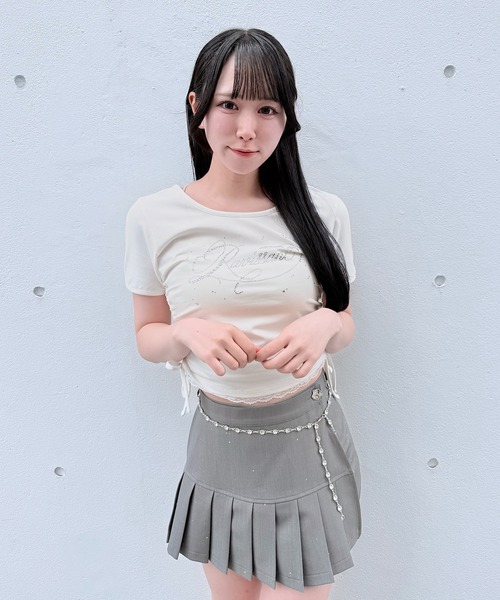 NOMAE(ノーマエ)の「ストーンロゴTシャツ(Tシャツ/カットソー・レディース・ホワイト/ブラック/イエロー/ピンク・FREE)」の2枚目の写真