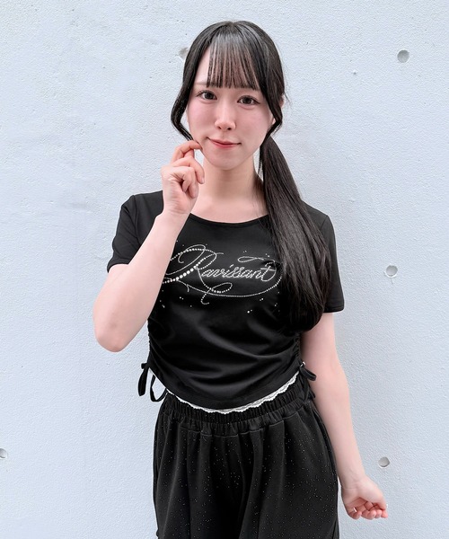 NOMAE(ノーマエ)の「ストーンロゴTシャツ(Tシャツ/カットソー・レディース・ホワイト/ブラック/イエロー/ピンク・FREE)」の3枚目の写真