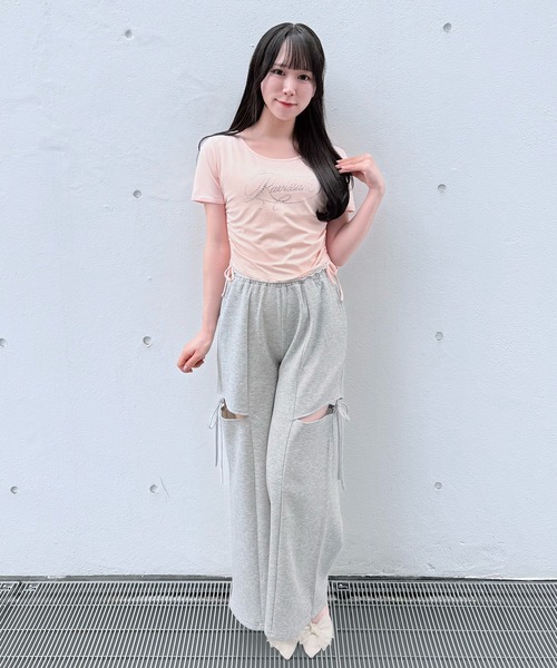 NOMAE(ノーマエ)の「ストーンロゴTシャツ(Tシャツ/カットソー・レディース・ホワイト/ブラック/イエロー/ピンク・FREE)」の13枚目の写真