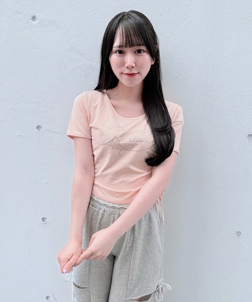 NOMAE(ノーマエ)の「ストーンロゴTシャツ(Tシャツ/カットソー・レディース・ホワイト/ブラック/イエロー/ピンク・FREE)」の11枚目の写真