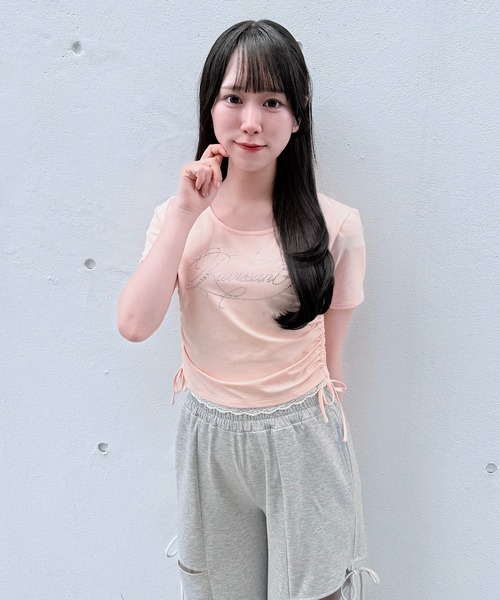 NOMAE(ノーマエ)の「ストーンロゴTシャツ(Tシャツ/カットソー・レディース・ホワイト/ブラック/イエロー/ピンク・FREE)」の10枚目の写真