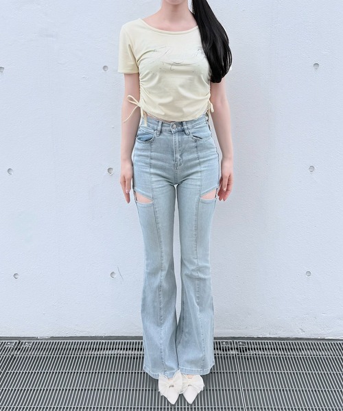 NOMAE(ノーマエ)の「ストーンロゴTシャツ(Tシャツ/カットソー・レディース・ホワイト/ブラック/イエロー/ピンク・FREE)」の7枚目の写真