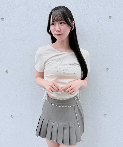 NOMAE(ノーマエ)の「ストーンロゴTシャツ(Tシャツ/カットソー・レディース・ホワイト/ブラック/イエロー/ピンク・FREE)」の19枚目の写真